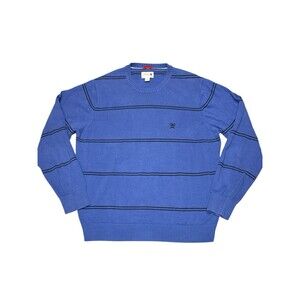 Vintage Crest By Tommy Hilfiger Blue  Stripe Crewneck Sweater With Logo Y2K